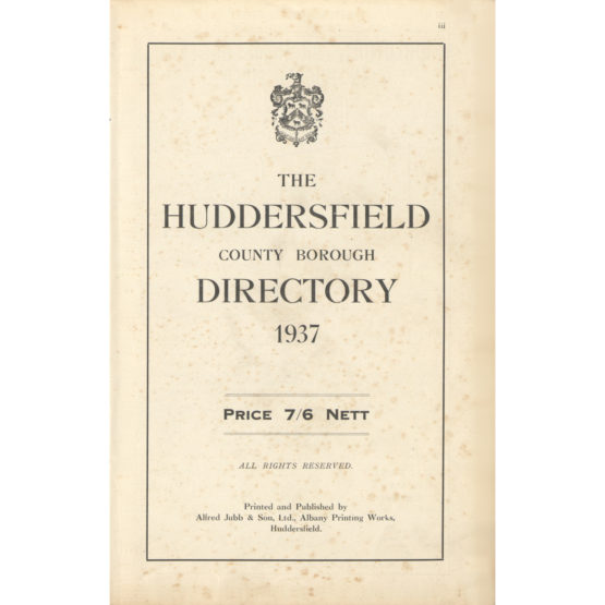 The Huddersfield County Borough Directory (1937)