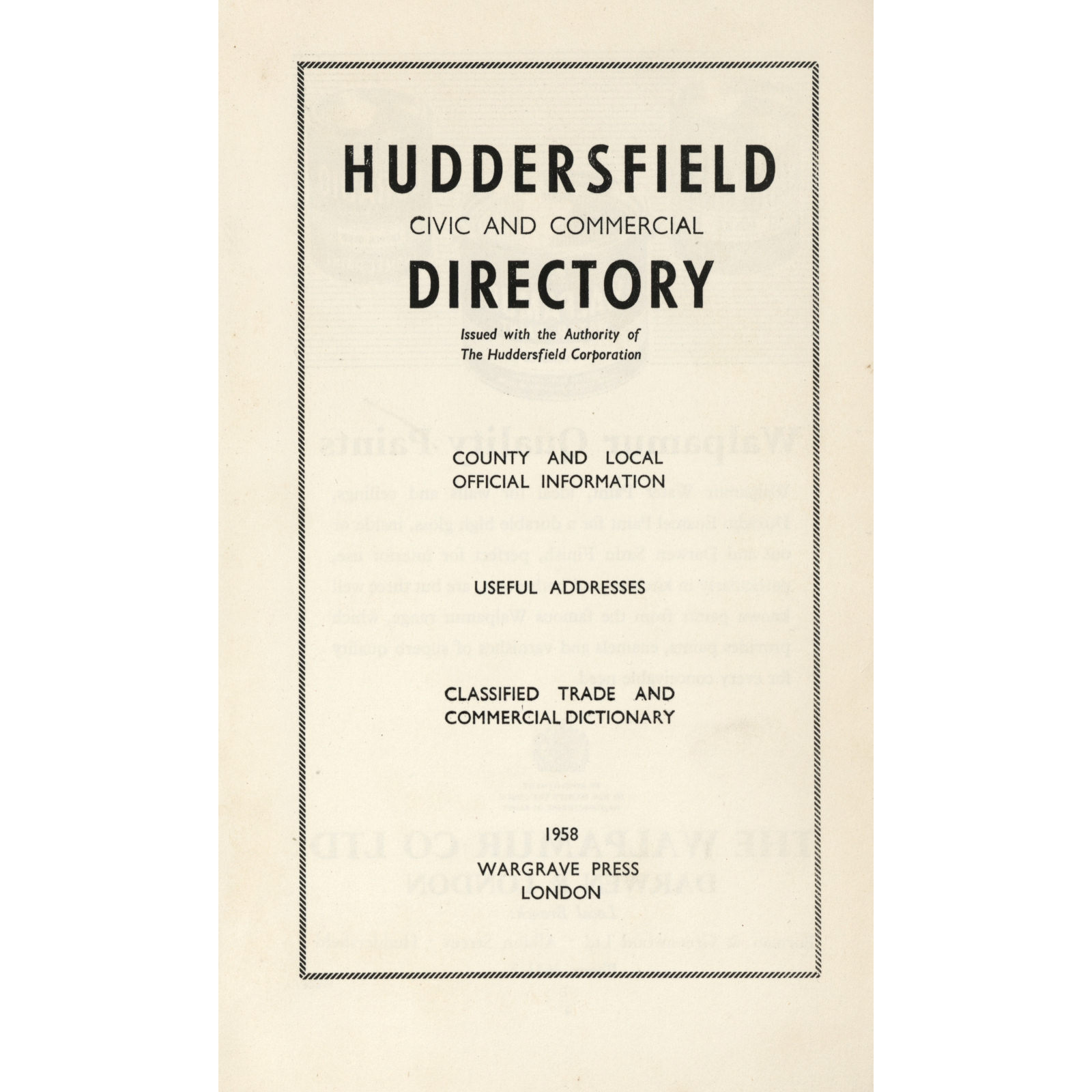 Huddersfield Civic and Commercial Directory (1958)